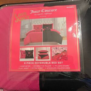 Juicy Couture Pink and Black comforter set queen